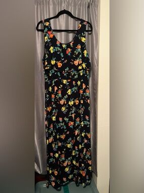 Merona Black Floral Scoop Neck Maxi Dress